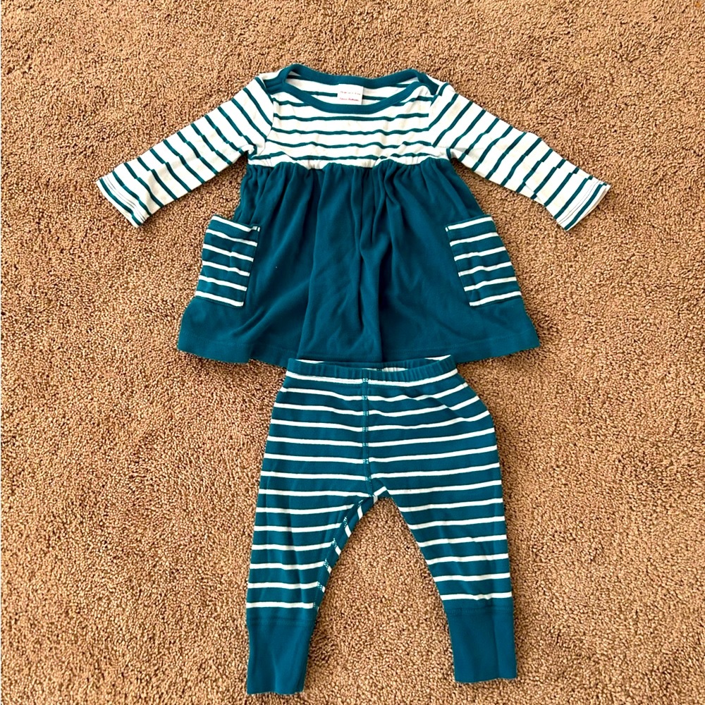 Hanna Andersson Teal Striped Kids Matching Set